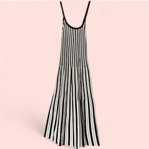 Preppy Stripe Midi Knit Dress, Old Money Dress Quiet Luxury Women’s Sz L